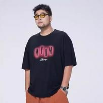 Heavy print round neck T-shirt tide loose summer new letters body shirt short-sleeved versatile casual tops M