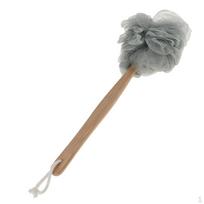 Wood Long Handle Exfoliating Mesh Sponge Brush - Shower and Bath Pouf Ball pilka spalva