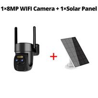 HD dviguba kamera išmanioji stebėjimo belaidė WIFI, prijungta saulės energija maitinama apsaugos kamera CCTV 【1】Wifi Camera juoda