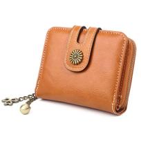 Vintage Zipper Zero Wallet Short Three Fold Small Leather Wallet Women'S Wax Leather Coin Bag ruda
