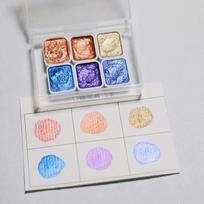 1 ml 6 spalvų perlamutrinės serijos rankinis kietų akvarelinių dažų rinkinys gray