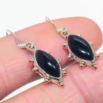 Natural Black Onex Gemstone 925 Solid Sterling Silver Jewelry Earring 1.25  P8l50