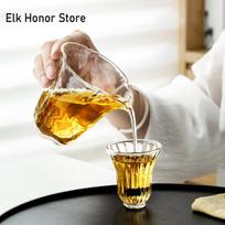210ml Thickened Glass Tea Pitcher Retro Heat-resistant Fair Cup Divide Tea Cha Hai Justice Cup Coffee Tableware  Accessories 10.4x9.5cm 210ml beige