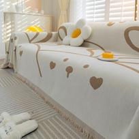 Cartoon Sofa Towel Four Seasons Universal Cute Style Xiaomengtu Sofa Cover Armrest Cover Cloth 180X130 beige