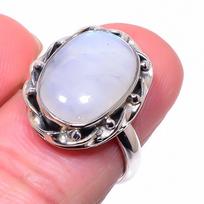 Natural Rainbow Moon Stone Gemstone 925 Solid Sterling Silver Ring Size 6.5 N6U84 white
