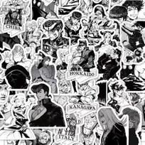 JoJo's Bizarre Adventure juodai balti lipdukai, 60 vienetų (nepasikartojo), vandeniui atsparus ir apsauginis kremas nuo saulės. gray