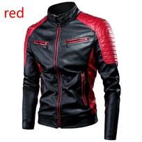 Šilta odinė striukė Striukė Vyriški viršutiniai drabužiai Vyriški laisvalaikio motociklo siuvimo vilnos odinė striukė Vyriška madinga lokomotyvas Retro XL raudona
