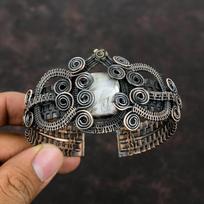 Black Mother Of Pearl Bangle Copper Wire Wrapped Cuff Gemstone Bracelet Adjustable Bangle Handmade Bracelet Gift For Mom Copper Wire Jewelry black