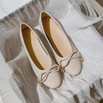 Ballet Flats Shoes Women Classics Loafers Genuine Leather Fashion Design Bowknot Girls Office Lady Casual Shoes For Woman 36 abrikosas