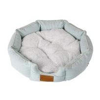 Classical Striped Pet Mat Fashion Dog Kennel Bed House Breathable Cotton Soft Cat Nest Dog Warm Bed for Small Medium Dog Diameter 45cm white