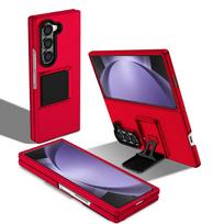 KEYSION Luxury Live Stand Case for Samsung Galaxy Z Fold 6 5 5G PC Shockproof Phone Back Cover for Samsung Galaxy Z Fold 5 6 5G for Galaxy Z Fold 5 raudona
