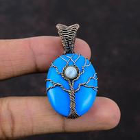 Tree Of Life Sleeping Beauty Turquoise Pendant Copper Wire Wrapped Gemstone Pendant Rainbow Moonstone Pendant Handmade Copper Wire Jewelry