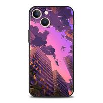 INS Korėjietiškas saulėlydžio peizažas iPhone 11 12 13 15 14 Pro Max dėklui X XR XS 7 8 Plus SE 2020 prabangus juodas minkštas dangtelis Funda iPhone 13 Pro pink