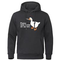 Peace Was Never An Option Cartoons Print Hoodie Men Autumn Winter Warm Sweatshirt Fashion Casual Clothing Pocket Fleece Hooded 3XL yellow