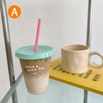 Vandens butelis kavos sultims, pieno arbatai Kawaii plastikiniai šalto puodeliai su dangteliu šiaudeliais 12*9.8cm skaidri