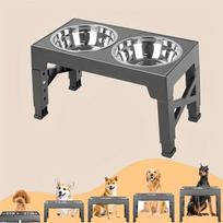 Dog Double Elevated Bowls Stand 3 Adjustable Height Pet Slow Feeding Dish Bowl Medium Big Dog Elevated Food Water Feeders Table