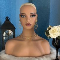 Realistic Female Mannequin Head Wig Display Stand with Shoulder Multifunctional Manikin PVC for black