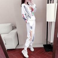Hip Hop Fashionable Sports and Leisure Suit Women's Spring and Fall Loose Fashion Long-sleeved Sweater Pants Two-piece Set Plus Size XXL balta