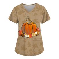 Halloween Women's Printed V-Neck PocketNursing Uniform XL kupranugaris