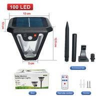 100 LED saulės lempa Įkraunama daugiafunkcinis saulės šviestuvas Atsparus vandeniui Lauko lempa Sodo sieninis žibintas