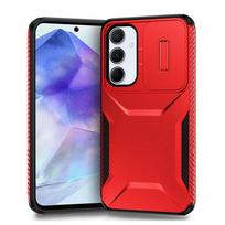 KEYSION Shockproof Armor Case for Samsung A54 5G A34 A14 Slide Push Pull Camera Lens Protection Phone Cover for Galaxy A14 LTE for Samsung A14 LTE raudona
