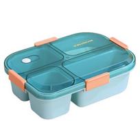 1 Set 1100/1550ML Bento Box 3/4 Grids Good Sealing Buckle Closure Heat Resistance Fresh-Keeping Microwavable Lunch Container Office Supply 4Grid dangaus mėlyna spalva