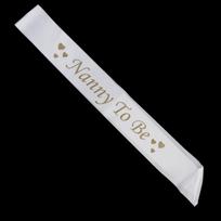 Nanny To Be Sash Satin Baby Shower Party Favour White gray