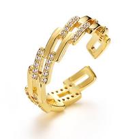 High-End Niche Ring Women'S Tide Light Luxury Cold Wind Geometric Hollow Ring Trapezoidal Opening Bracelet Ring adjustable auksas