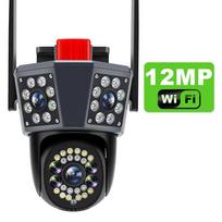 12MP IP Camera Three Lens Outdoor PTZ WiFi Wireless Smart Home Security Protection Auto Tracking CCTV Video Surveillance 6K 12MP Add 64G SD