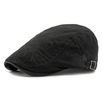 Beret Women's Cotton Embroidered Cap Sunscreen Shade Men's Forward Cap juoda
