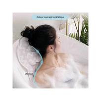 1 vnt neslystanti SPA vonios pagalvė su siurbtukais, 4D kvėpuojantis tinklinis audinys, minkšta stora pagalvėlė, nešiojamas ir plaunamas vonios priedas kaklui ir nugarai, one-size black