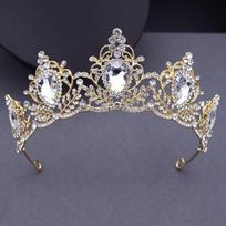 Waterdrop Green Crystal Crown for Girls Small Tiaras Headdress Prom Wedding Dress Hair Jewelry Bridal Party Accessories gray