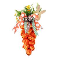 48cm Easter Tulip Flower Carrot Wreath Wall Hanging Garland Ornament Home Decor oranžinė