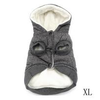 Striukė, megztiniai, žieminė pūkinė striukė, naminis paltas su gobtuvu, šilti drabužiai dideliems ir vidutiniams šunims (L (Krūtinė: 44 cm, kaklas: 29 cm), Pilka) XL pilka spalva
