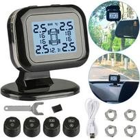 Padangų slėgio stebėjimo sistema Belaidė TPMS stebėjimo sistema su 4 išoriniais jutikliais, realiuoju laiku rodoma slėgio temperatūra juoda