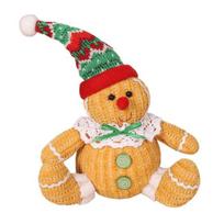 Christmas Gingerbread Man Doll Stuffed Merry Christmas Ornament Cartoon Doll Figurine with Cook Hat Santa Hat for Home Decor žalia