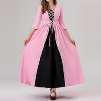 Women's Halloween Costume Dark Gothic Witch Cos Sexy Long Skirt Dress L rožinė