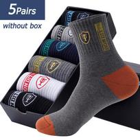 5/10/12 Pairs Mens Soft Cotton Blend Athletic Socks - Moisture-Wicking, Breathable, Comfortable Fit - Embroidered Crest Design, Ankle Height No Box 5pairs No Box