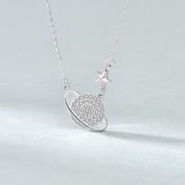 S925 Sterling Silver Planet Necklace Women's Fashion Personality Wild Collarbone Chain