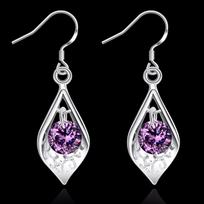 Lekani Crystal From Drop Earrings for Women Earrings Silver Trendy Party Pin Earrings Jewelry Fashion Decoration white