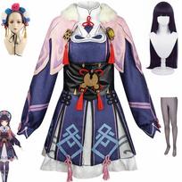 Game   YunJin Cosplay Costume Anime Chinese Opera Outfit Yun Jin Lolita Dress Women Party Role Play Clothing S-(Costume+Wig) black