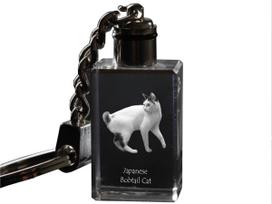 Japanese bobtail - Crystal pendant with cat photo, illuminated pendant, unique gift by Art-Dog brand skaidri