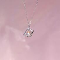 Planet Necklace Women's Light Luxury Design Symphony Glazed Star Clavicle Chain Stainless Steel Dream Surround Saturn Chain