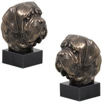 Anglų mastifas - Šuns statulėlė, biustas ant akmeninio pagrindo, skulptūra, trofėjus šunų parodai, Art-Dog prekės ženklo ruda