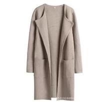 Woolen Coat Women's Flip Collar Large Pocket Long Sleeved Cardigan Solid Color Coat Warm and Loose Casual Top Commute New Fashion Autumn S abrikosas/pilka spalva