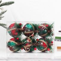 Raudoni Žali Kvadratuoti Kalėdiniai Eglutės Žaisliukai Su Kankorėžiais Kabinami Putplasčio Pakabučiai Kalėdinės Dekoracijos Navidad Nauji Metai