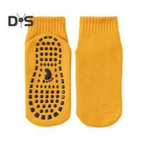 1 Pair Unisex Socks Mid-tube No Odor Thickened Warm Solid Color Silicone Bottom High Elasticity Anti-slip Sweat-absorption Anti-shrink Sports Winter geltona