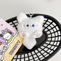 Cypiantis ilga uodega katės pliušinis raktų pakabukas Mielas minkštas iškamšytas katės raktų pakabukas Krepšio papuošalai Kawaii katės pliušinis žaislas Raktų pakabukas as the picture white