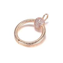 Authentic S925 Silver Moments Small Pave O Pendant For Necklace Diy Jewelry Rose &Clear Cz