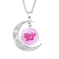 Bimbo Doll Moon Necklace Boy Dome Stainless Steel Girls Lovers Fashion Men Chain Accessories Party Crescent Charm Glass Lady 20mm